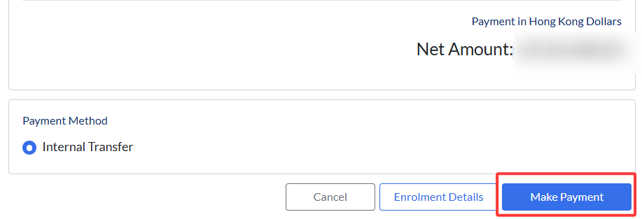 Payment screen footer highlighting the primary 'Make Payment' button.